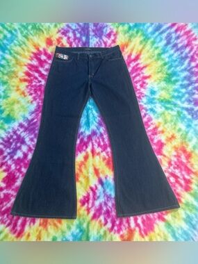 Run & Fly Indigo Jeans JM1550 Unisex 38L (x34) Flare Bellbottom Retro Hippie NWT